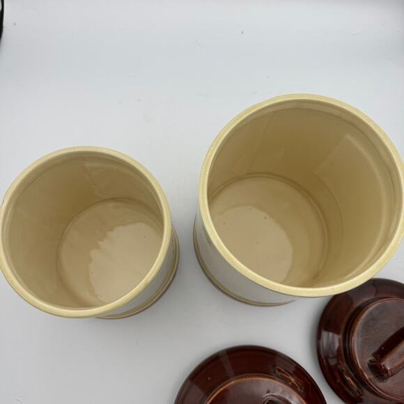 Vintage Made in Japan Ceramic Kitchen Canisters Wheat Floral Farmhouse Brown - Picture 7 of 13